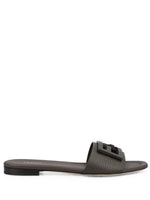 Brown Logo Leather Sandals 1