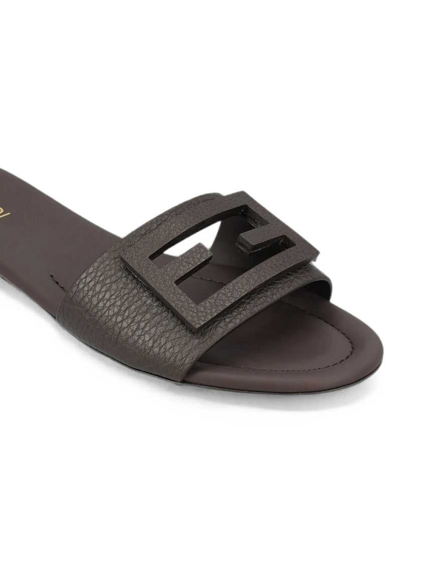 Brown Logo Leather Sandals 2