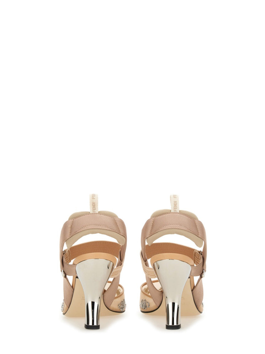 Beige Crystal Embellished Pumps 3