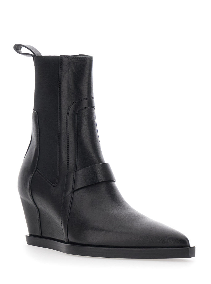 Black Sharp Wedge Ankle Boots 2