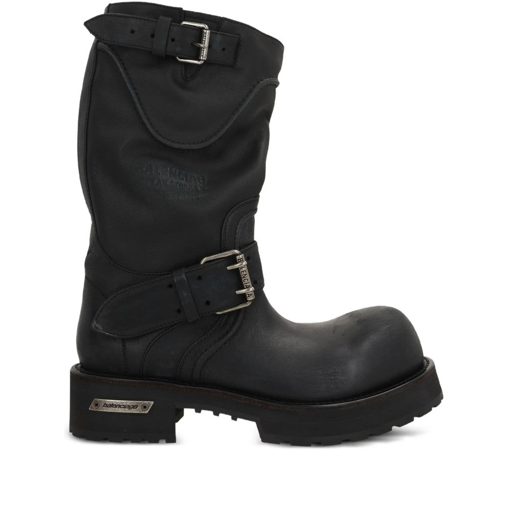 Black Distressed-10 Leather Boots 1