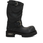Black Distressed-10 Leather Boots 1