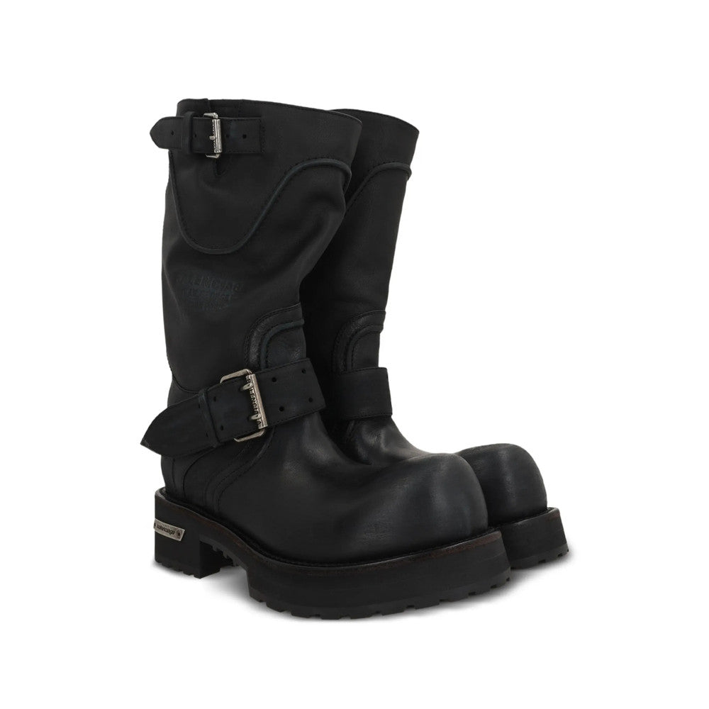 Black Distressed-10 Leather Boots 2