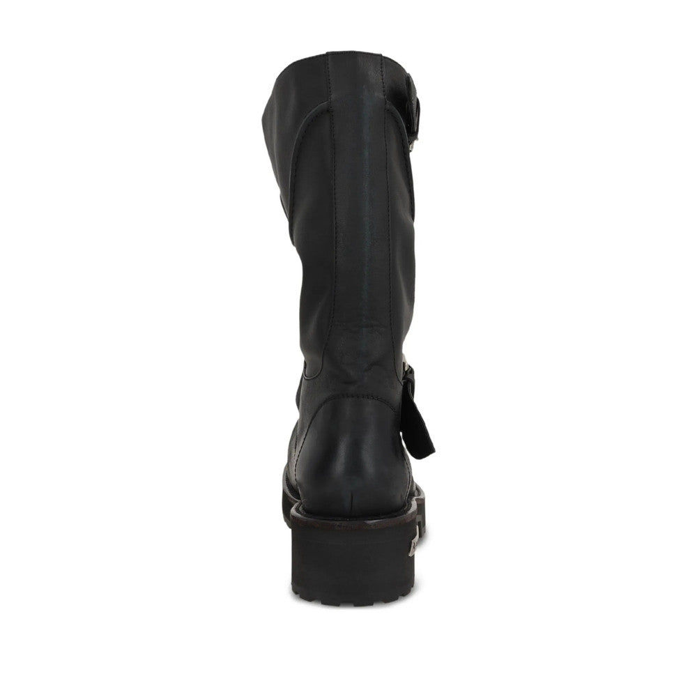 Black Distressed-10 Leather Boots 3