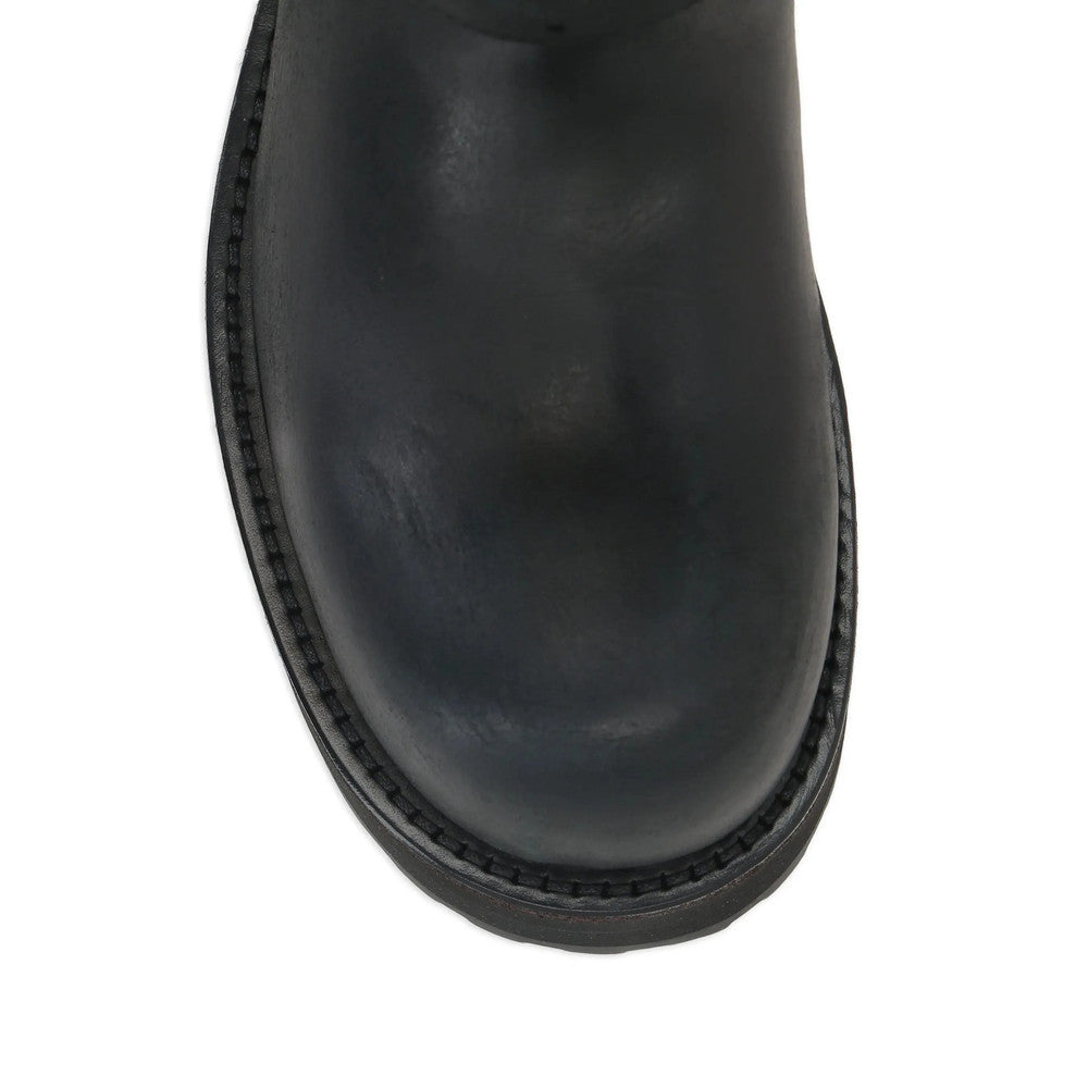 Black Distressed-10 Leather Boots 4