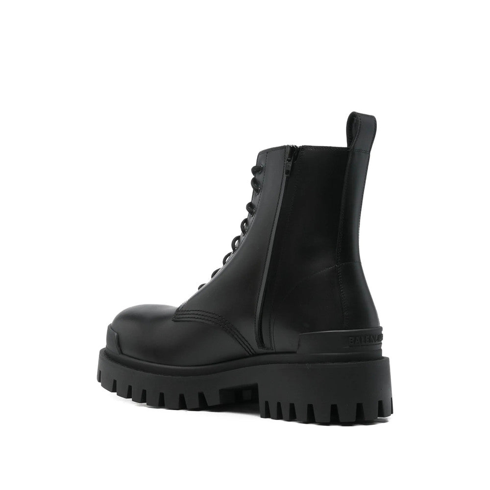 Black Leather Lace-up Boots 4
