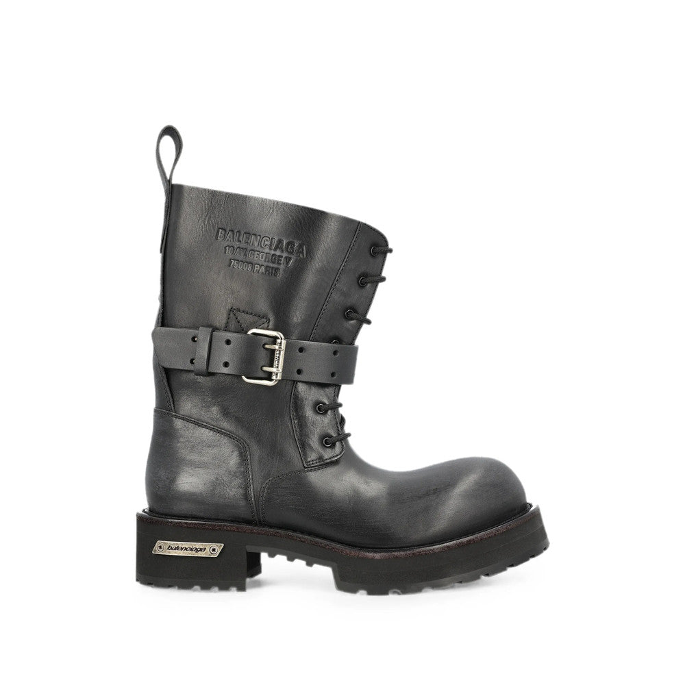 Black Distressed Biker Boots 1