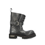 Black Distressed Biker Boots 1
