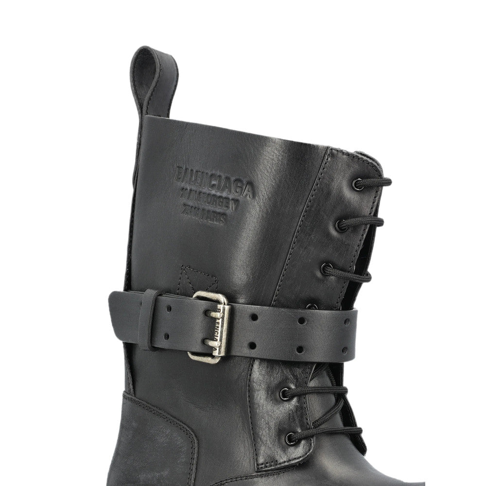 Black Distressed Biker Boots 2