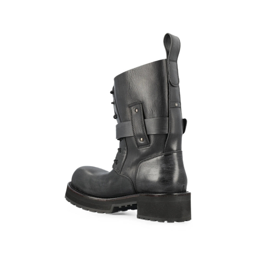 Black Distressed Biker Boots 3