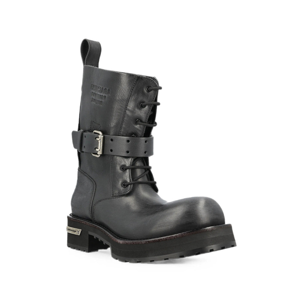 Black Distressed Biker Boots 4