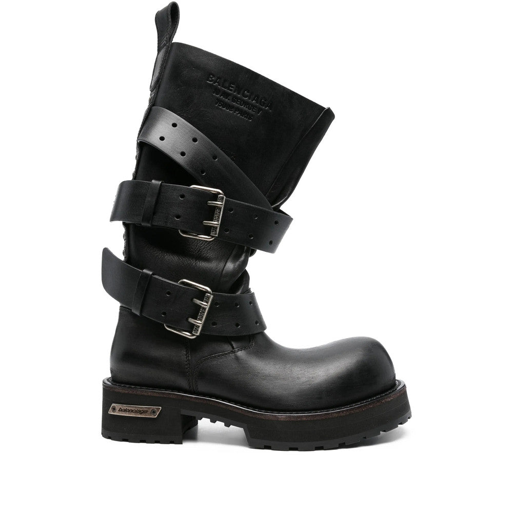 Black Buckle Strap Boots 1