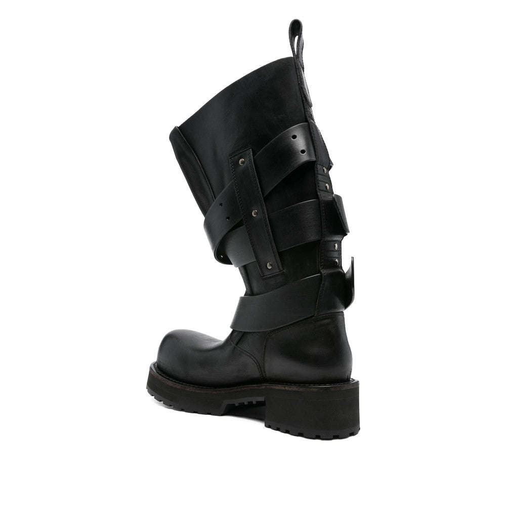 Black Buckle Strap Boots 2