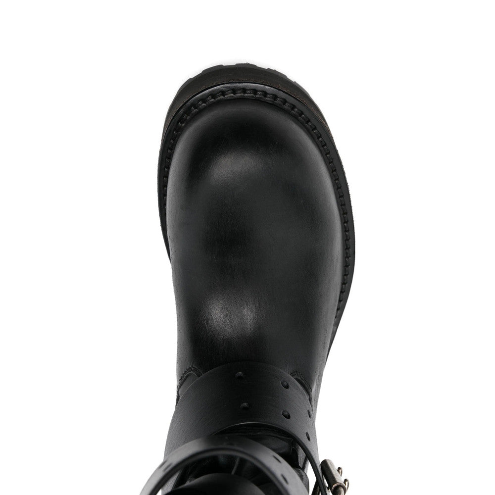 Black Buckle Strap Boots 3