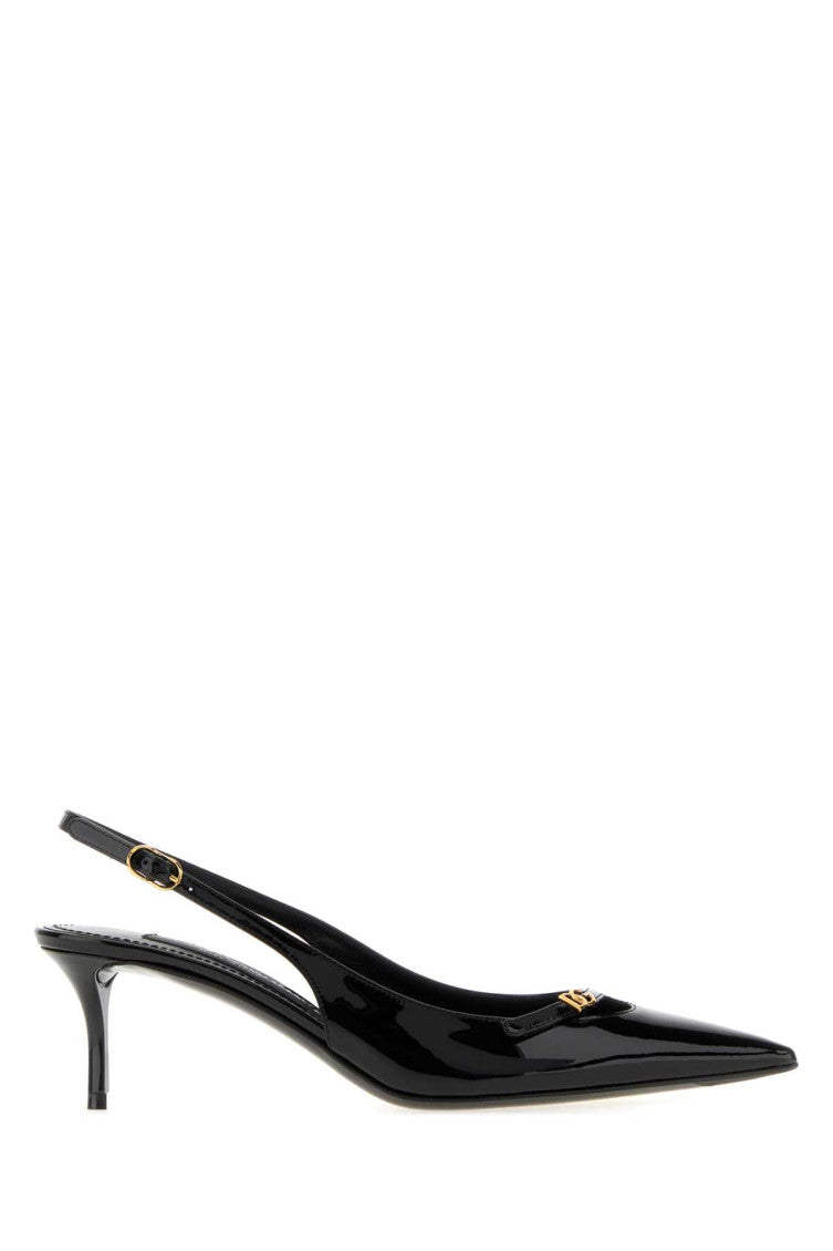 Black Logo Leather Pumps 1