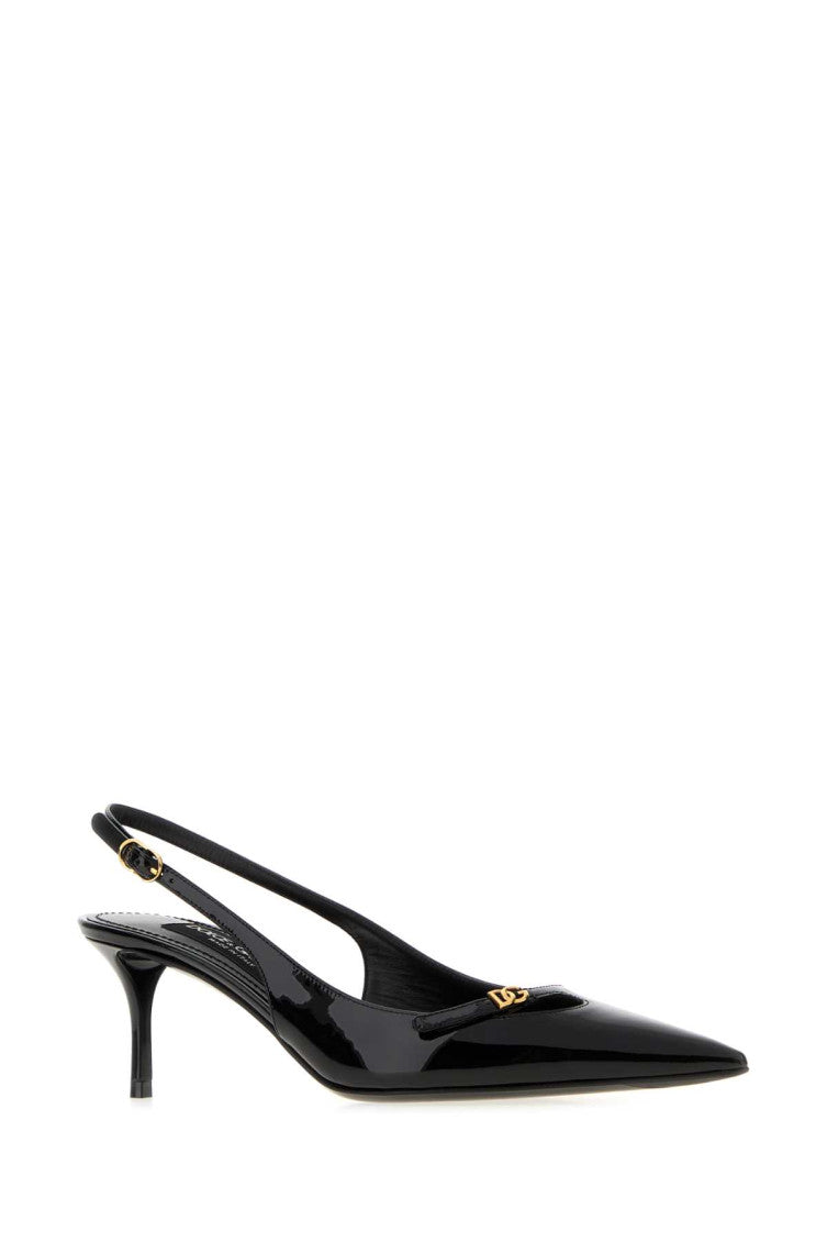 Black Logo Leather Pumps 2