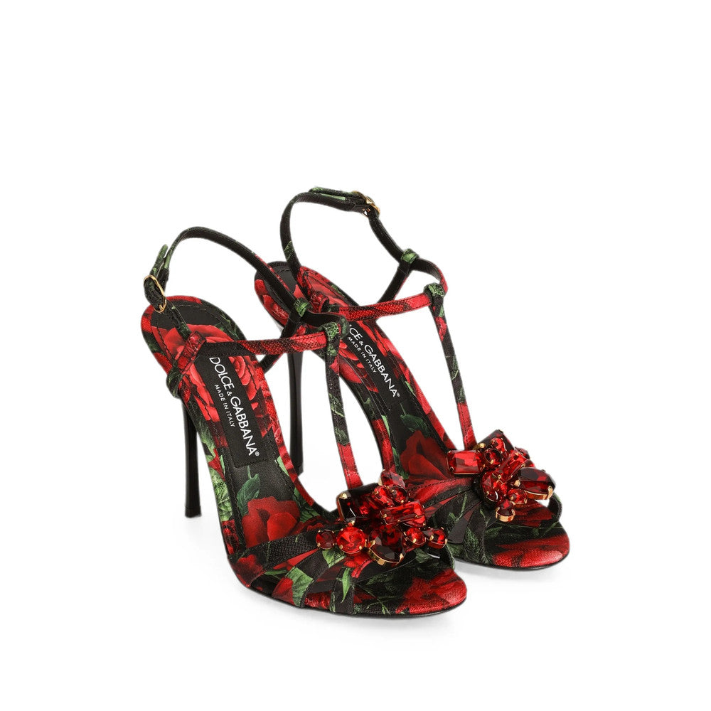 Black Rose-print Brocade Heels 2