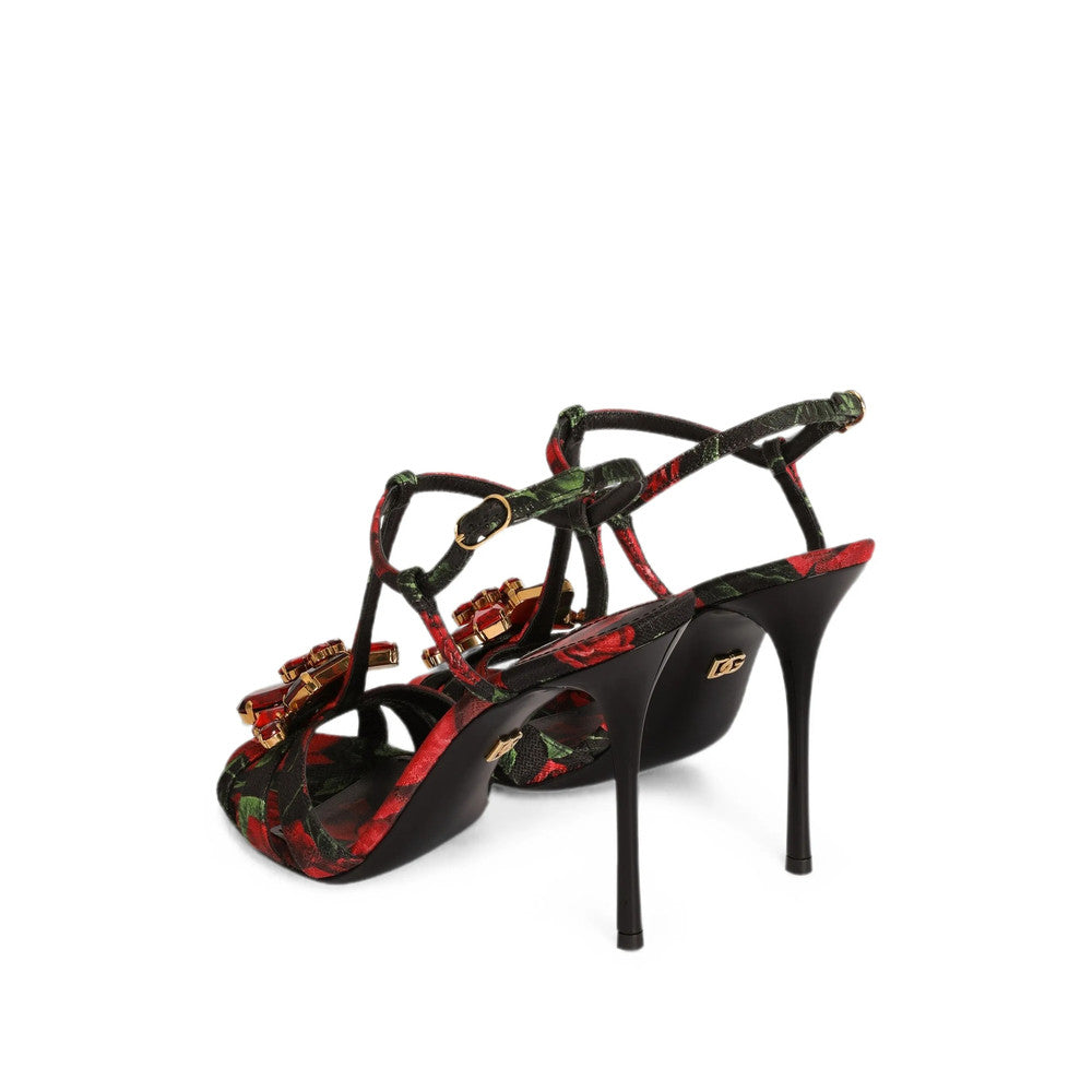 Black Rose-print Brocade Heels 3