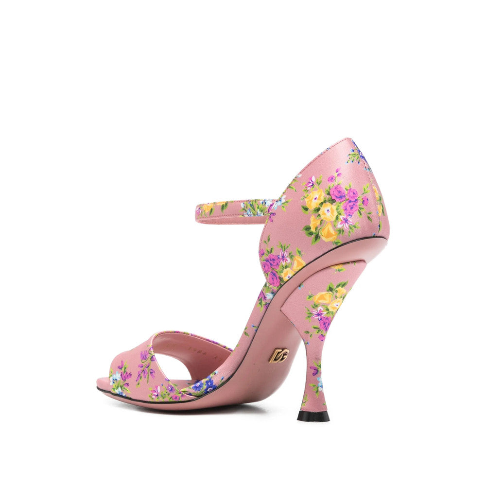 Pink Floral Ankle-strap Heels 4