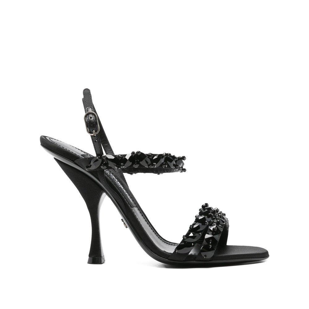 Black Strappy Rhinestone Heels 1