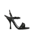 Black Strappy Rhinestone Heels 1