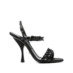 Black Strappy Rhinestone Heels 1