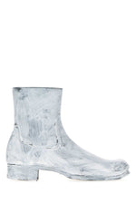 White Printed Leather Ankle Boots 1
