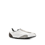 White Textured Lace-up Sneakers 1