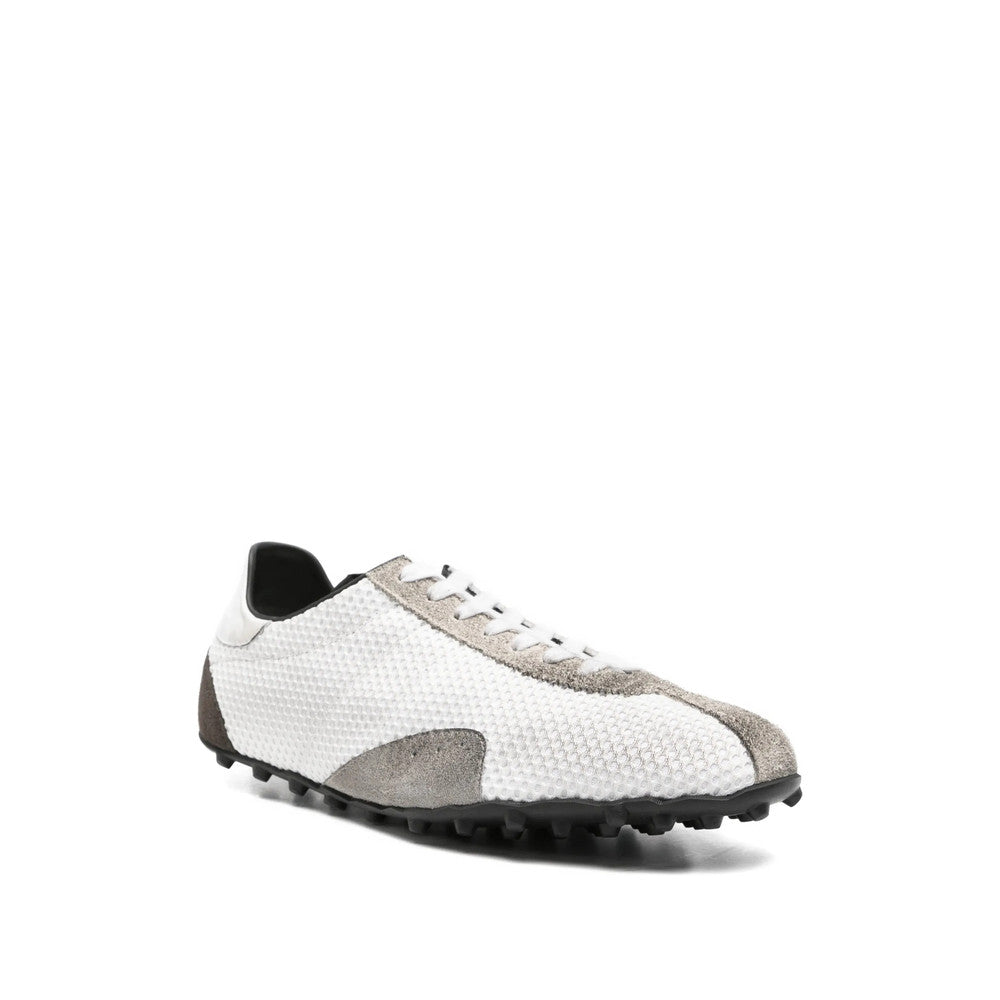 White Textured Lace-up Sneakers 2