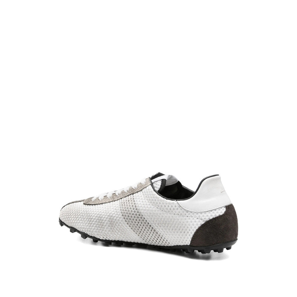 White Textured Lace-up Sneakers 3