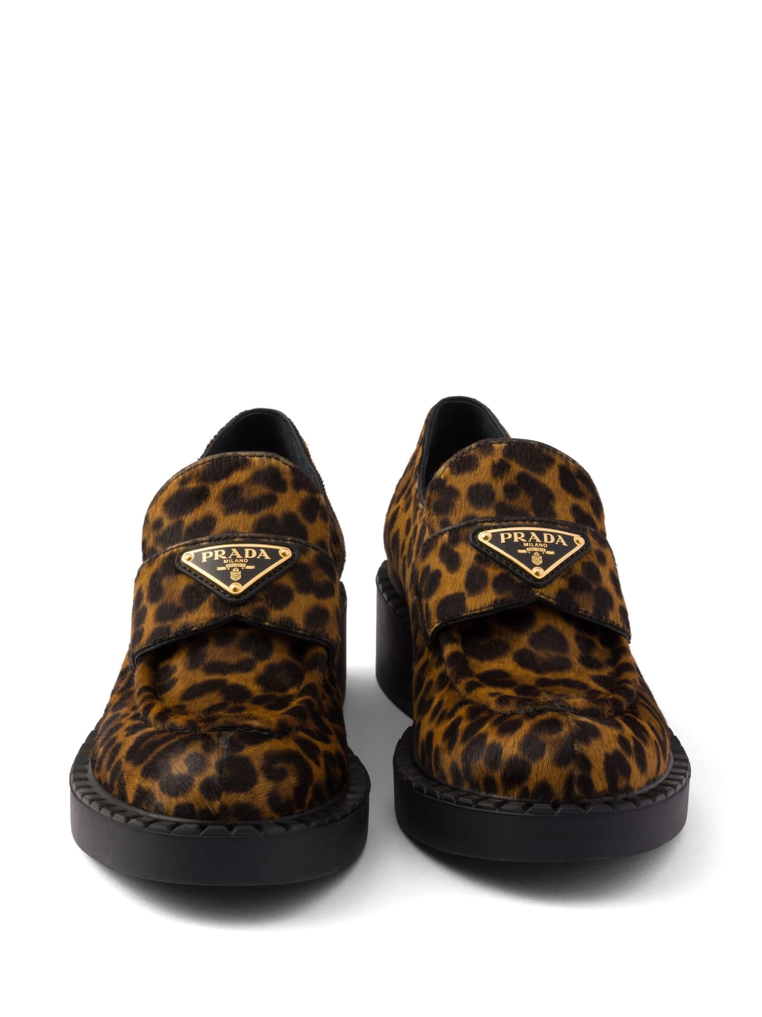 Leopard Print Logo Loafers 5