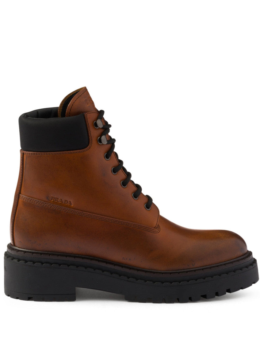 Brown Leather Lace Up Boots 1