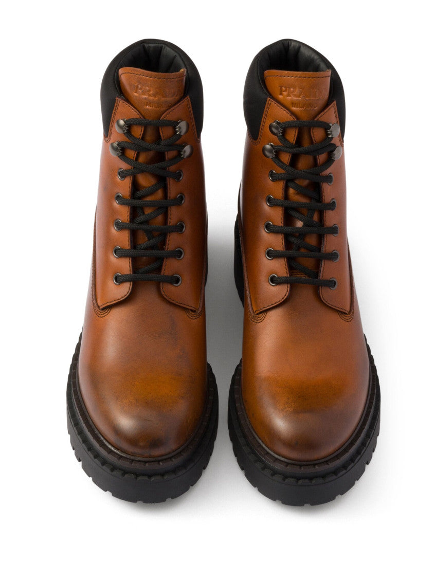 Brown Leather Lace Up Boots 3
