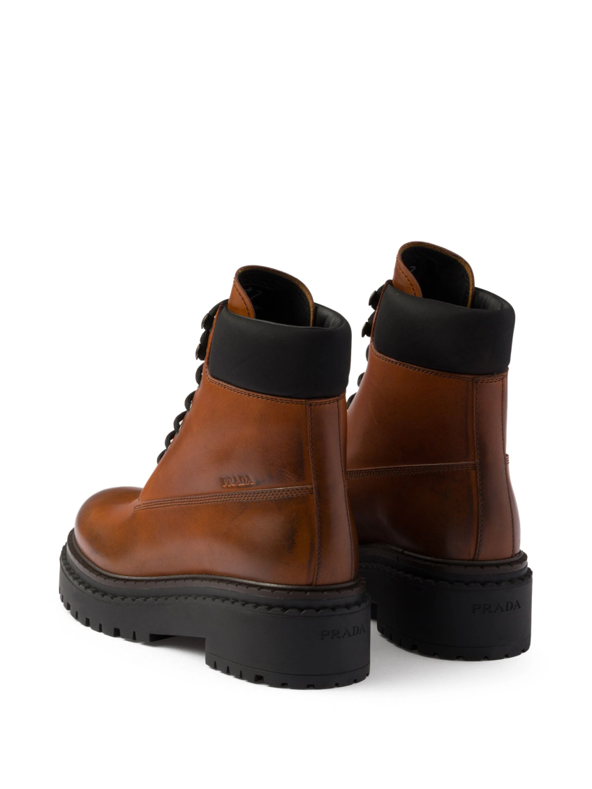 Brown Leather Lace Up Boots 4