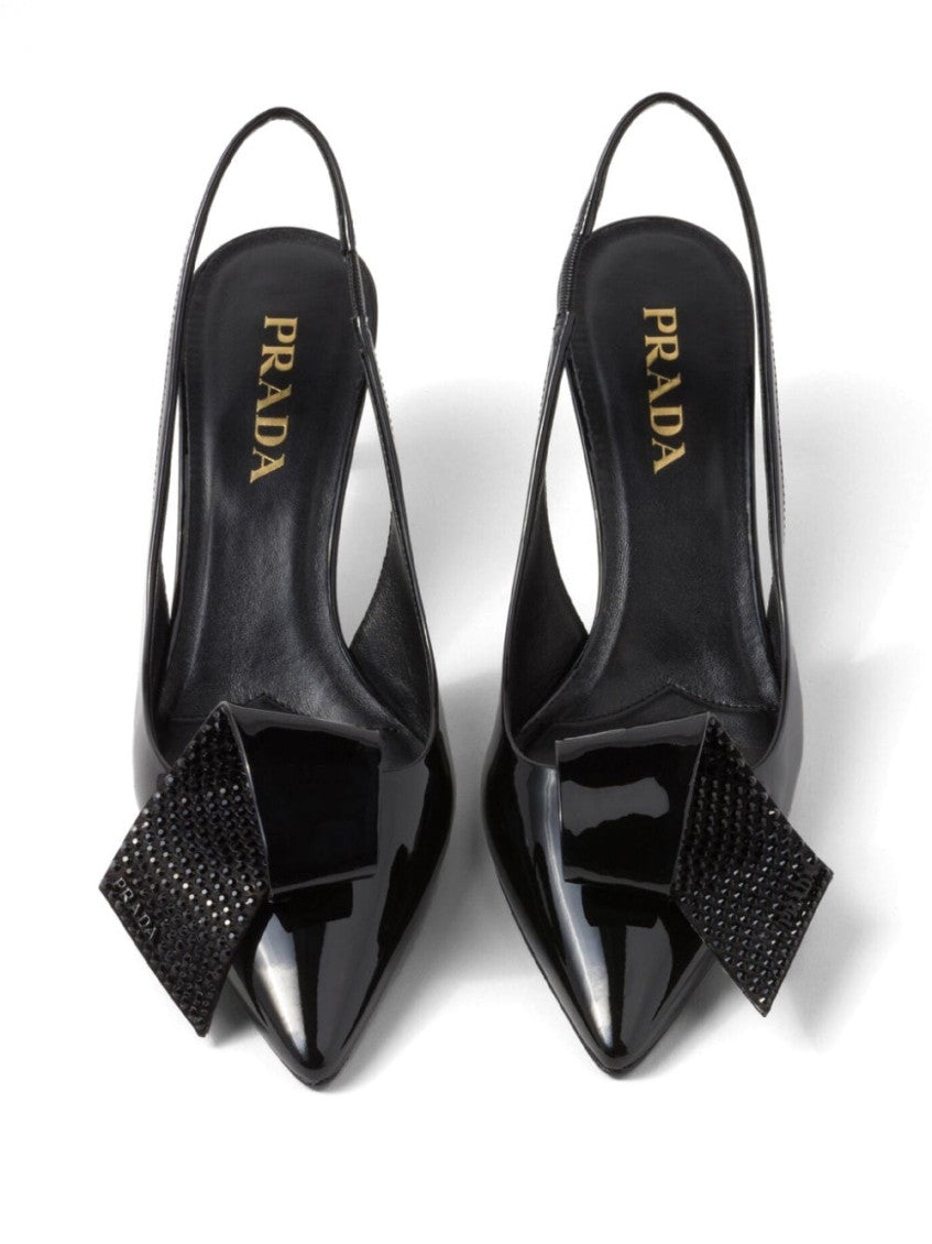 Black Crystal Slingback Pumps 4