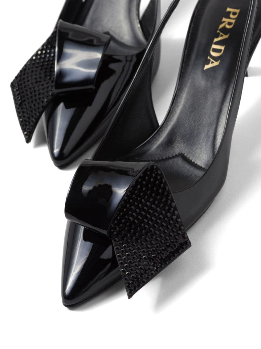 Black Crystal Slingback Pumps 5
