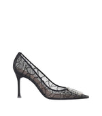 Black Lace Camelia Pumps 1