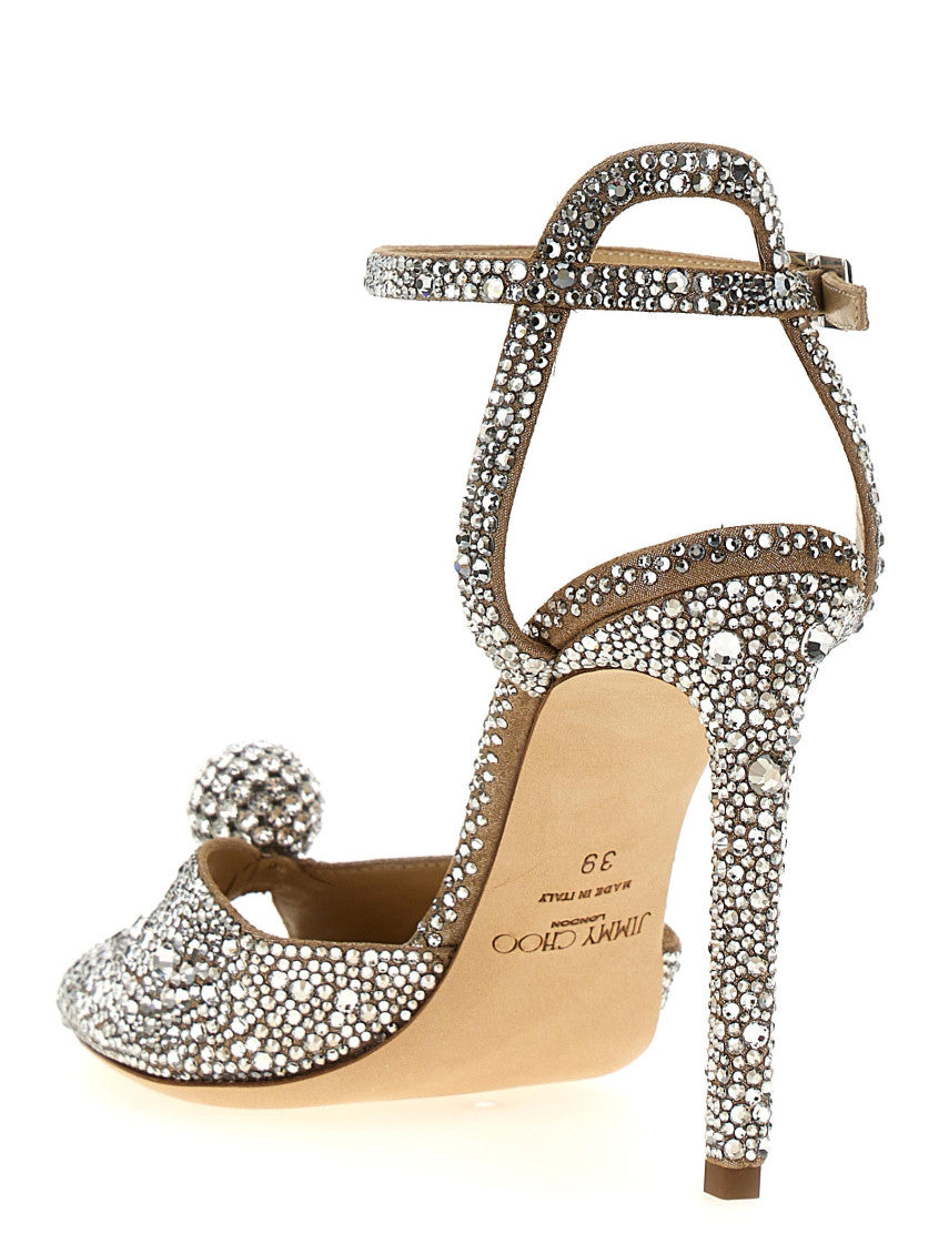 Beige Crystal Sacora Heels 3