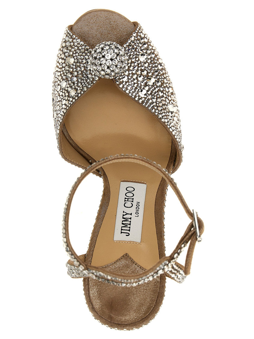 Beige Crystal Sacora Heels 4