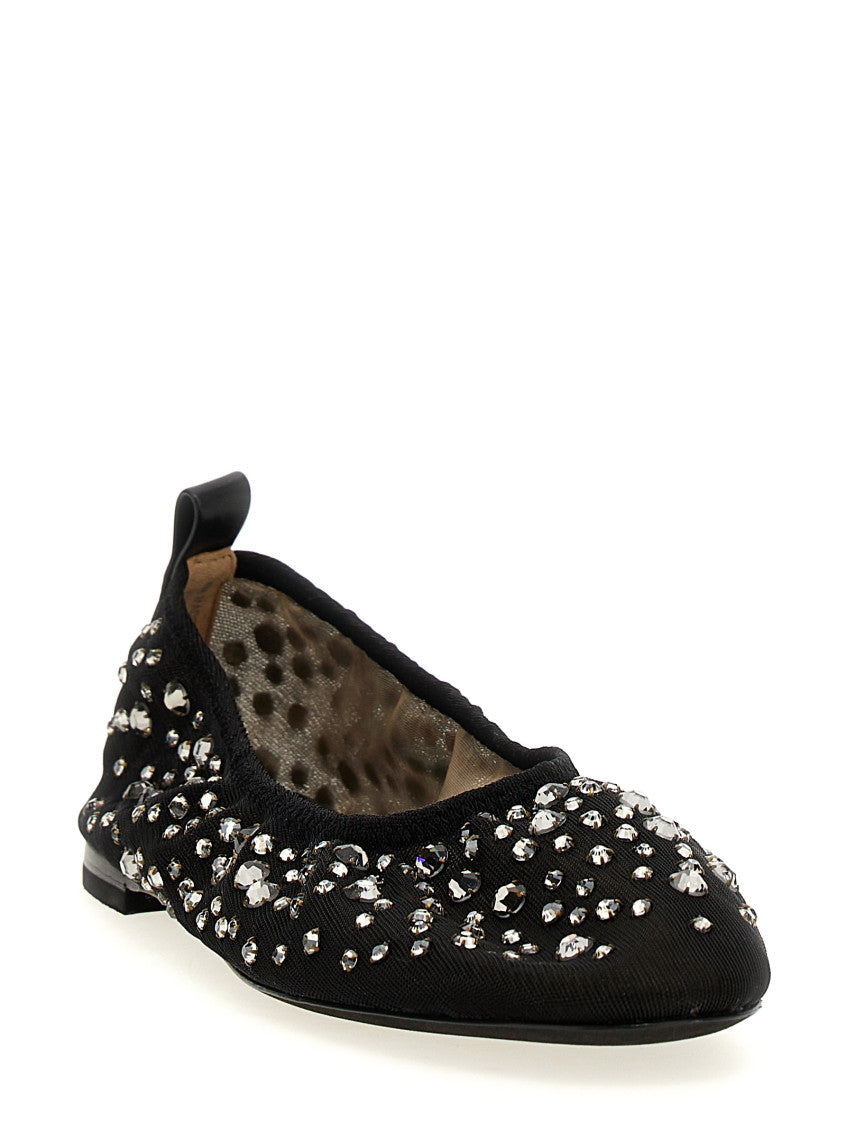 Black Crystal Ballet Flats 2