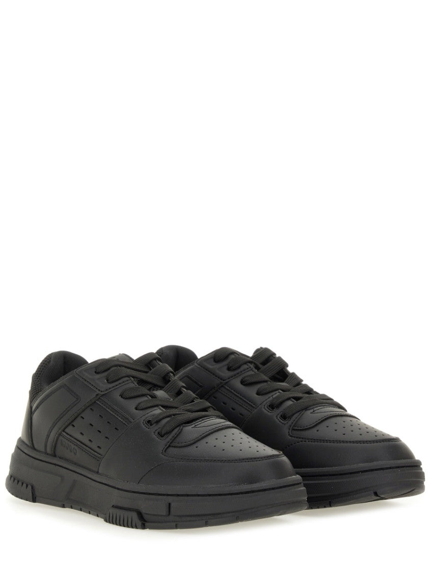 Black Solid Mesh Sneakers 2