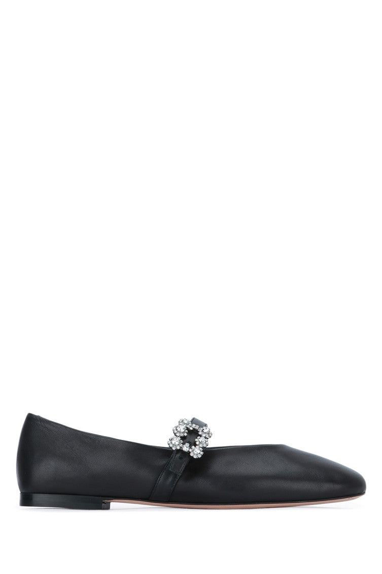 Black Leather Ballet Flats 1