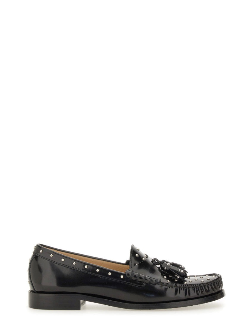 Black Studded Tassel Loafers 1