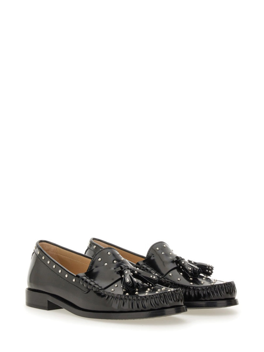 Black Studded Tassel Loafers 2