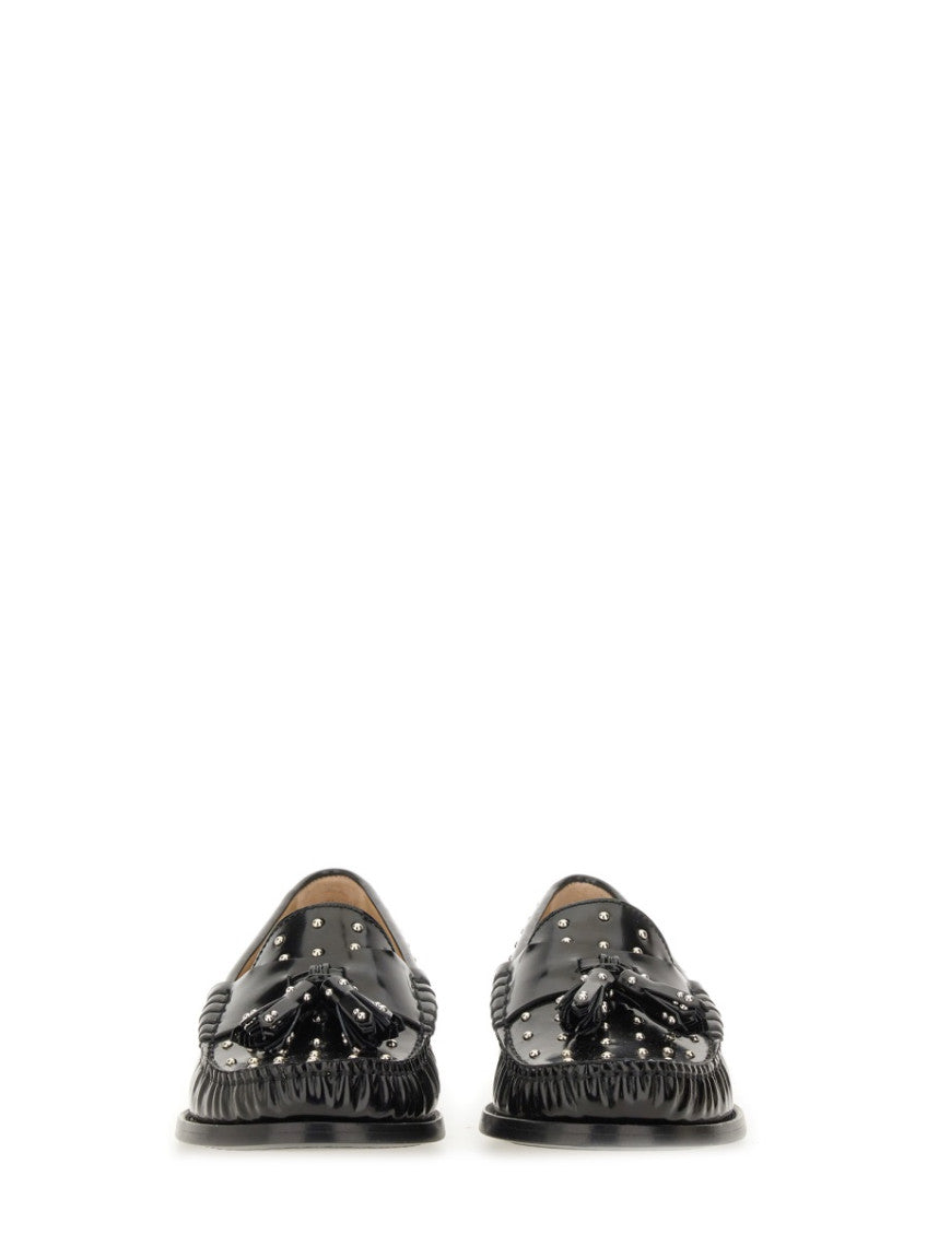 Black Studded Tassel Loafers 4