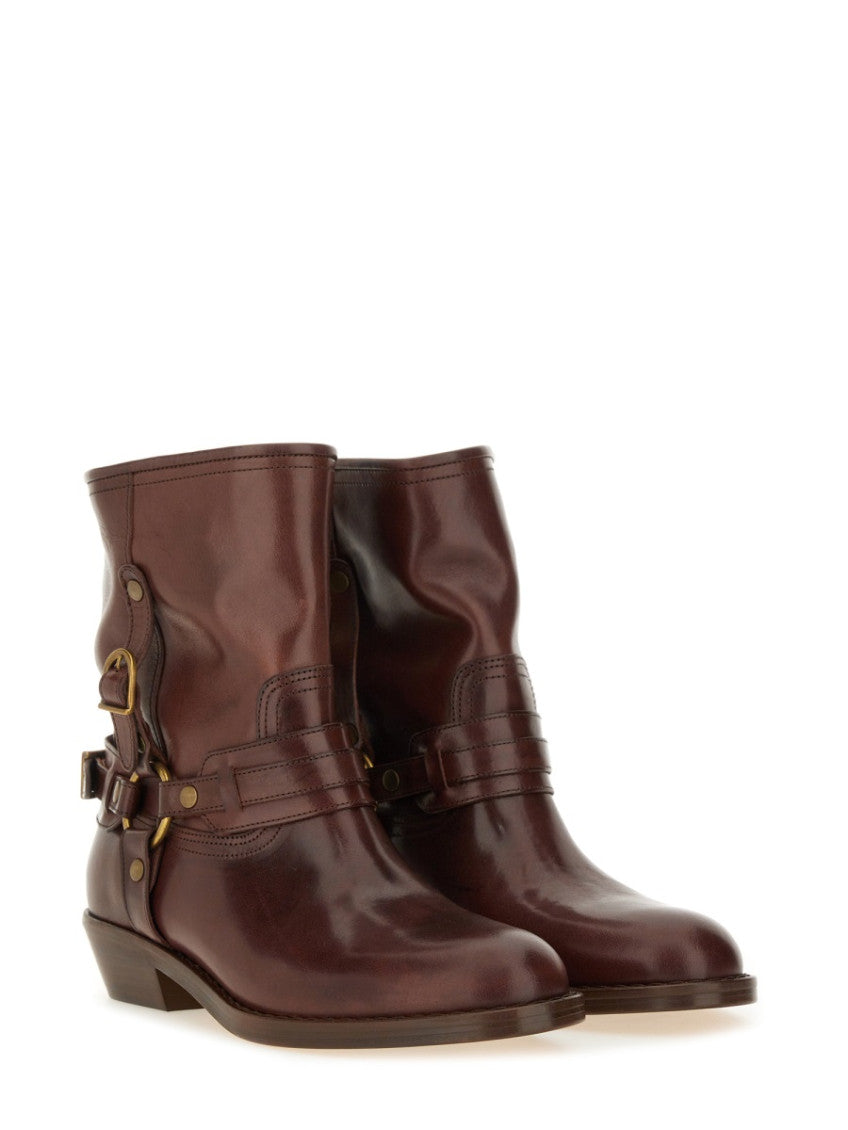 Brown Solid Leather Boots 2