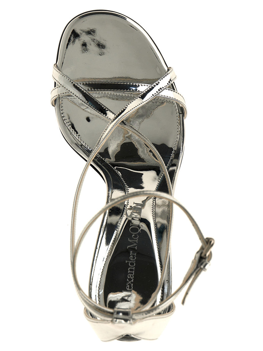 Silver  Ankle Strap Heel 4