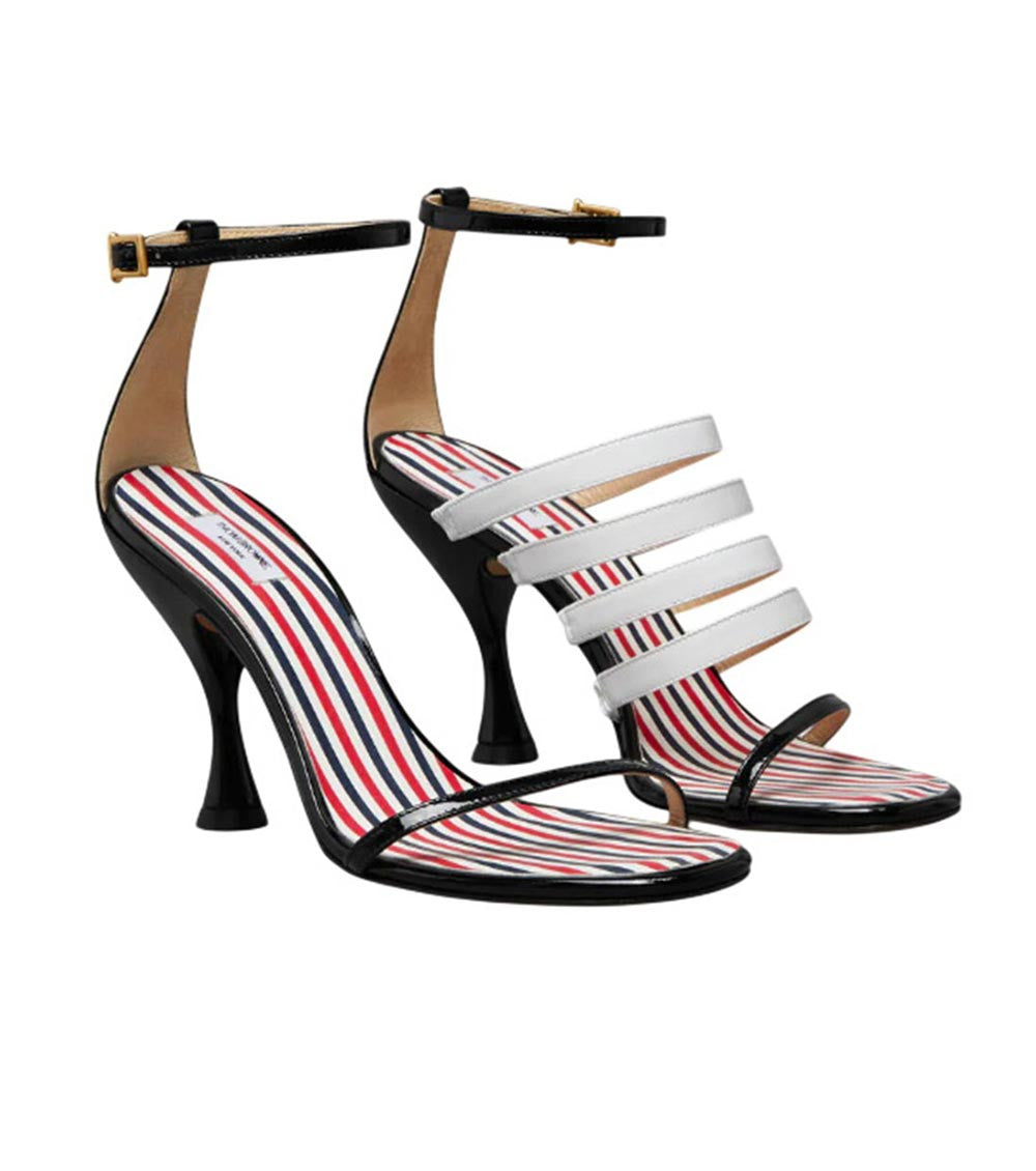 BlackWhite Open Toe Heels 2