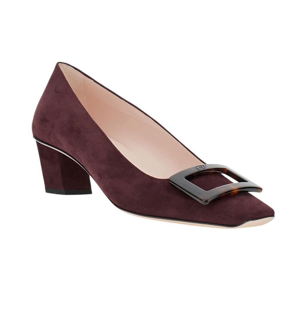 Maroon Square Toe Pumps 4
