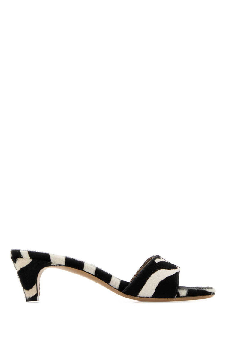 BlackWhite Slip On Mules 1